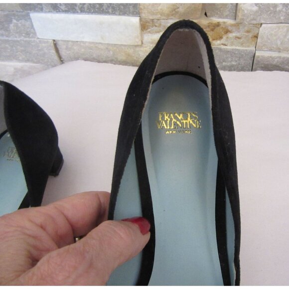 Frances Valentine McCall Black Velvet Crystal Embellished Shoes Sz 9B - Picture 5 of 8